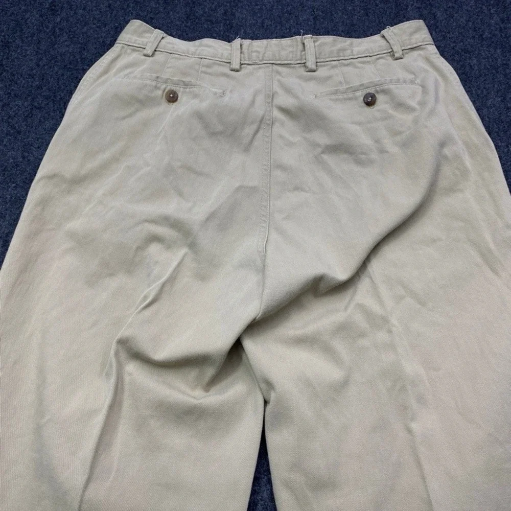 Calvin Klein Chinos Men 34 Tan Pleated Cuffed Cotton Trousers PMB7968